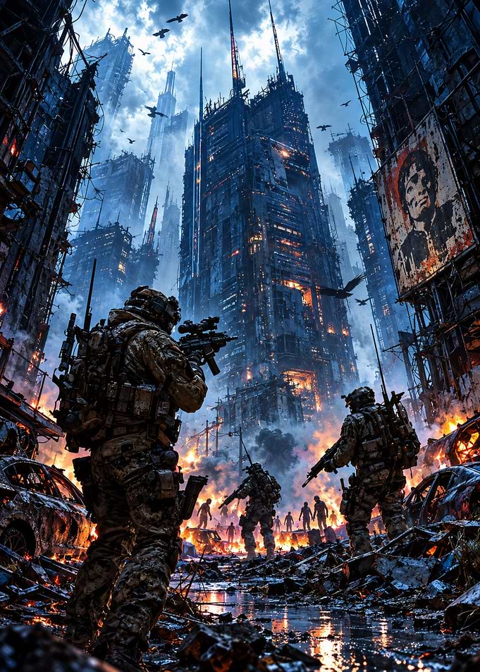 Soldiers in a Post-Apocalyptic City