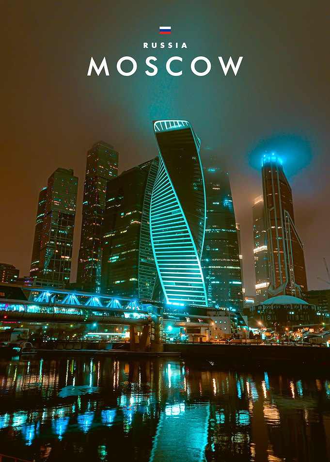Moscow City Skyline at Night