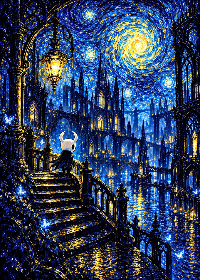 Hollow Knight in Starry Night City