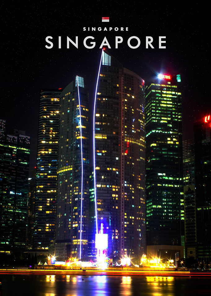 Singapore Skyline Night View Poster