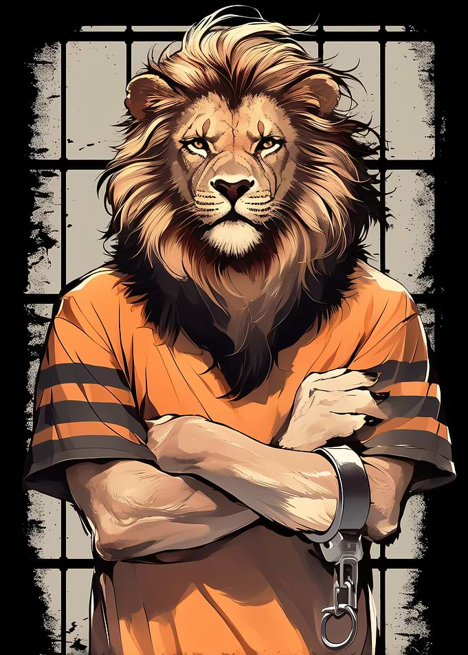 Anthropomorphic Lion Prisoner Portrait