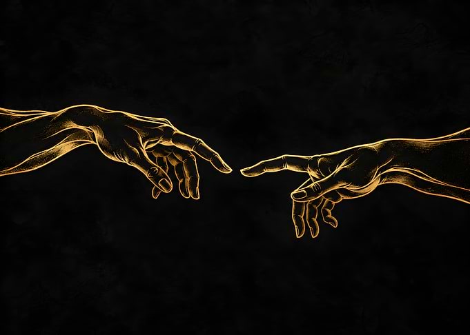 Golden Creation Hands Art