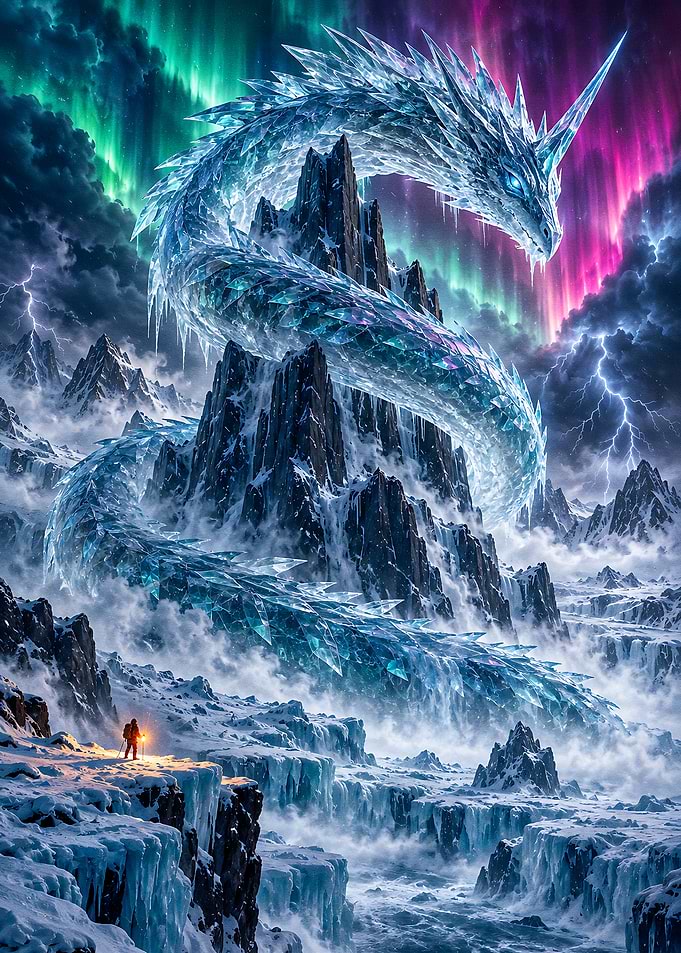 Crystal Dragon in Northern Lights