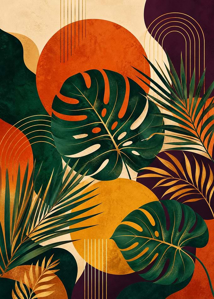 Abstract Tropical Botanical Art
