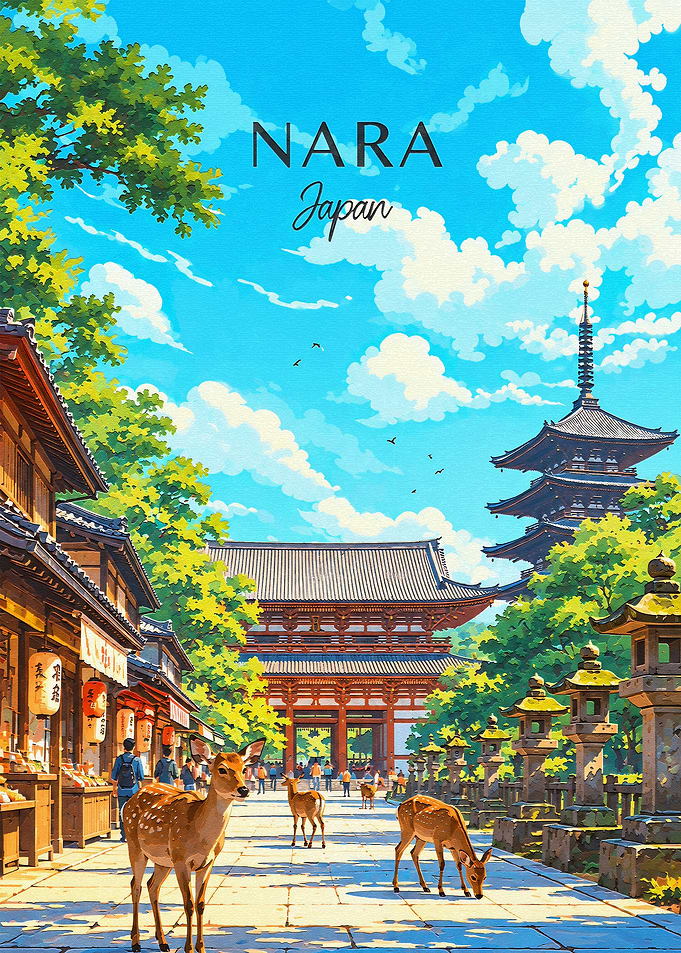 Nara Japan Travel Poster