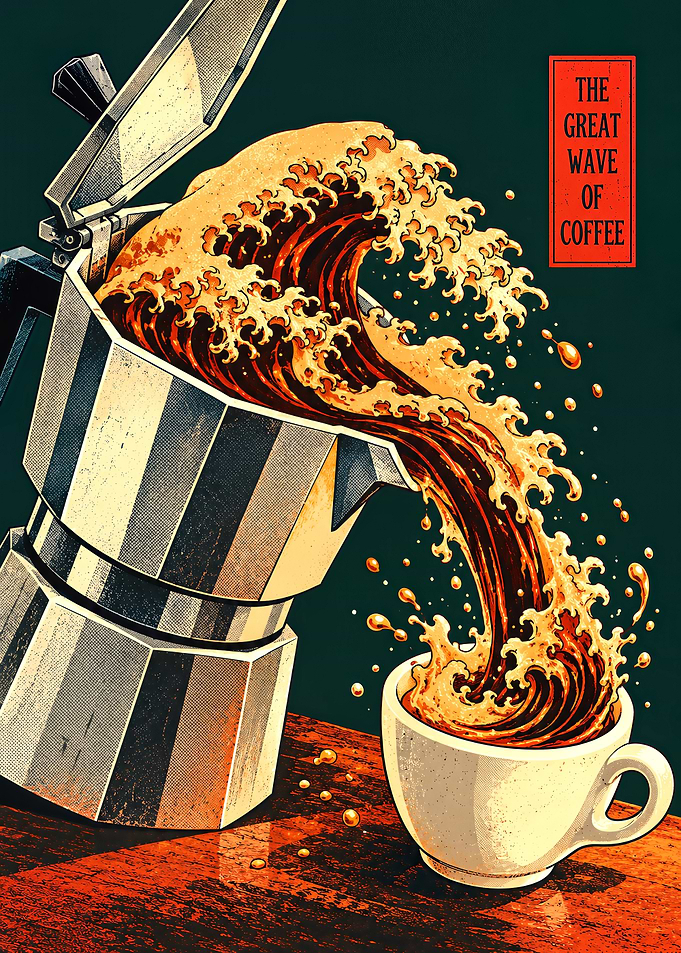 The Great Wave of Coffee Poster