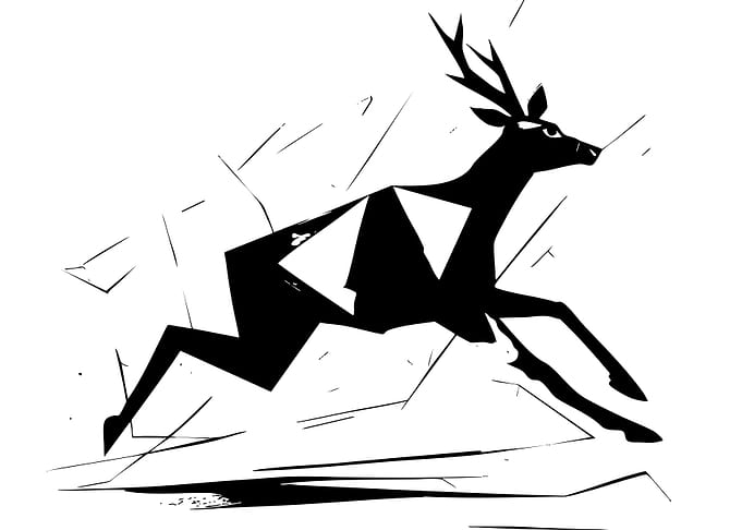 Minimalist Geometric Running Deer Illustration