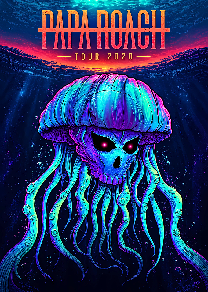 Papa Roach Tour 2020 Skull Jellyfish