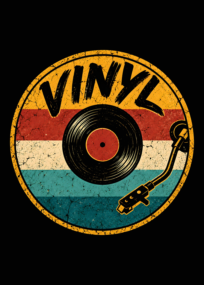 Vintage Vinyl Record Player Graphic