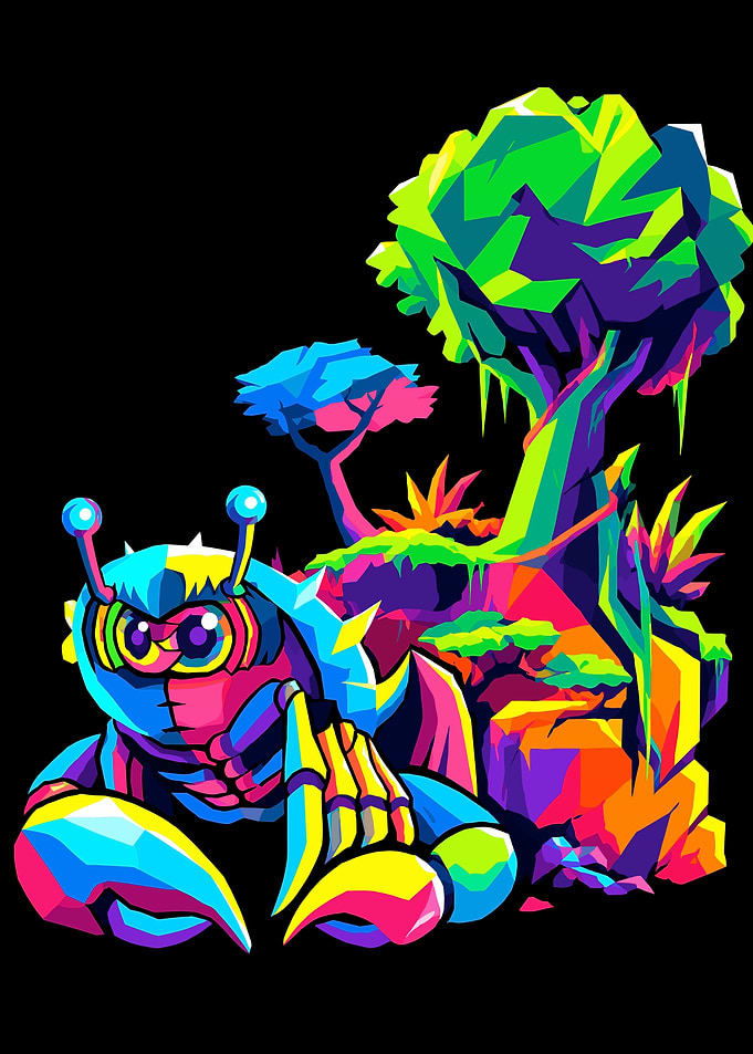 Colorful Pop Art Crab Illustration