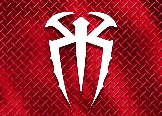 Roman Reigns Emblem on Red Steel