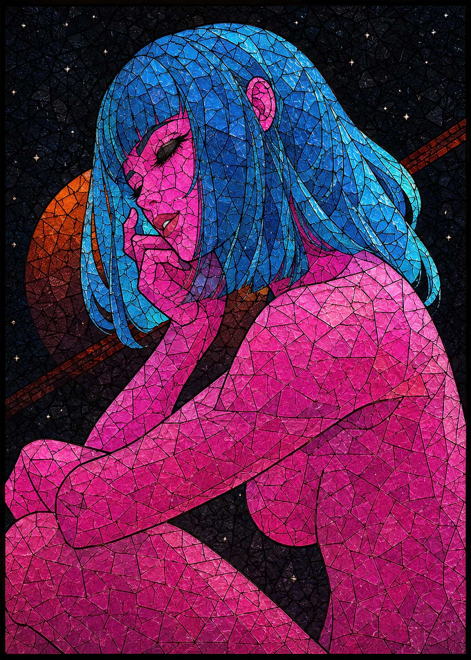 Stained Glass Style Cosmic Woman