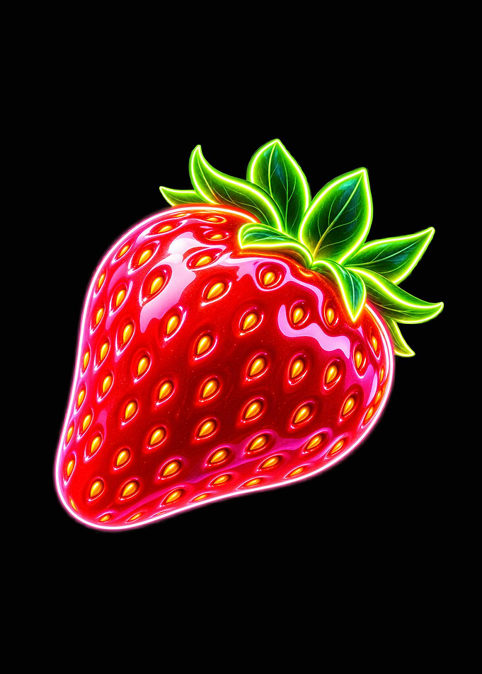 Glowing Neon Strawberry