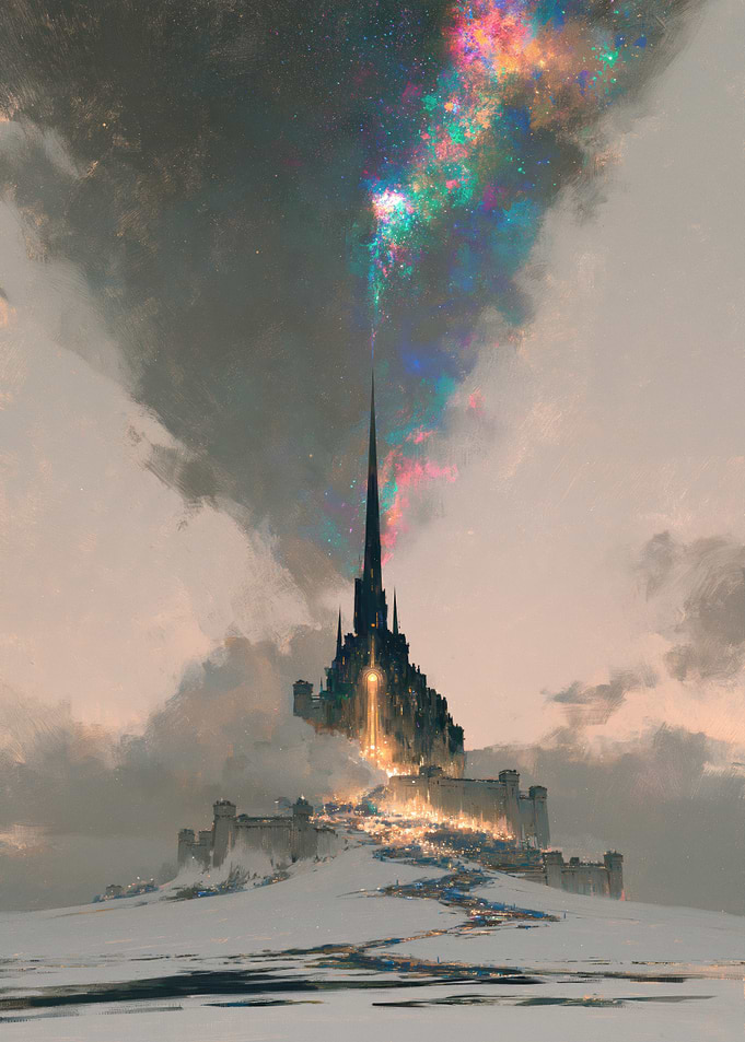 Ethereal Castle with Cosmic Spire