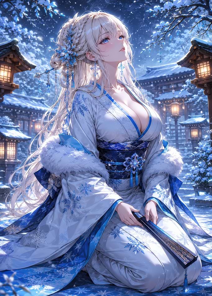 Snow Princess in Traditional Kimono