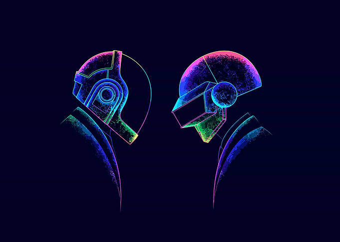 Daft Punk Neon Helmet Illustration
