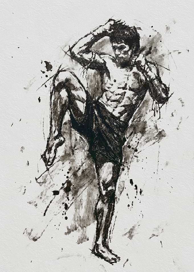 Muay Thai Fighter Ink Sketch