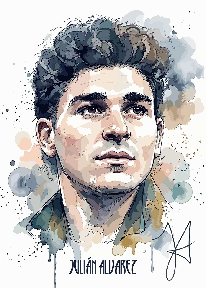 Julian Alvarez Watercolor Portrait Art