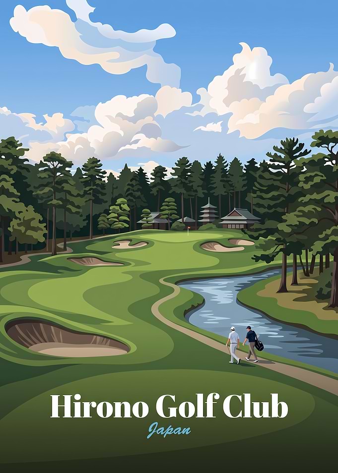 Hirono Golf Club Japan Travel Poster