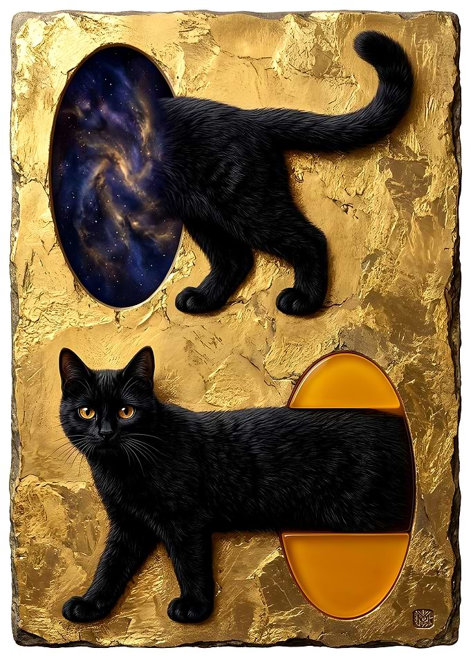 Black Cat Portal Surreal Art