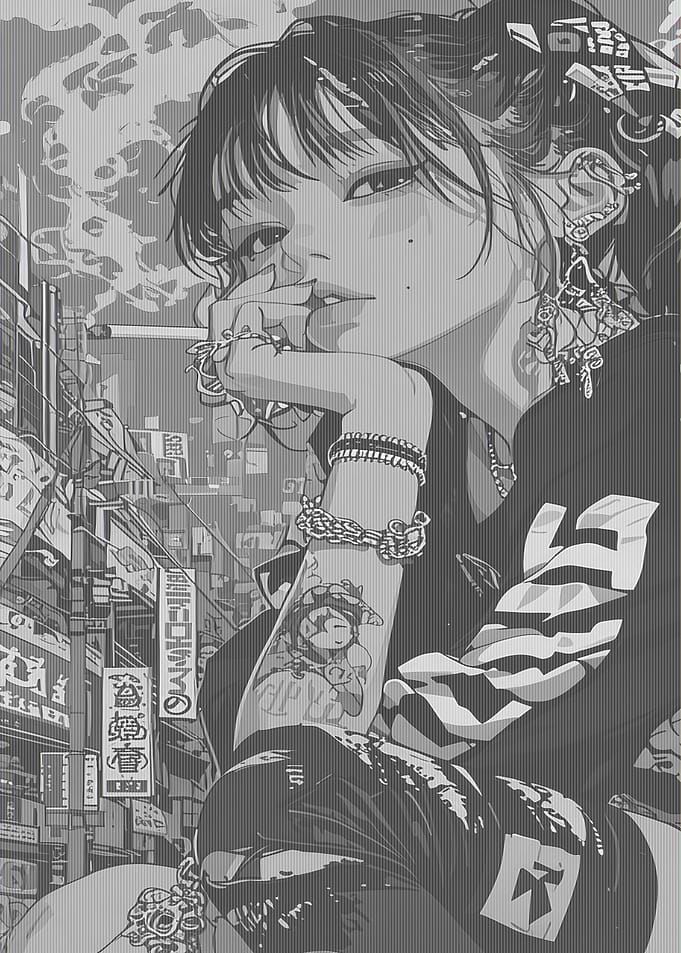 Stylish Anime Girl in Urban Setting