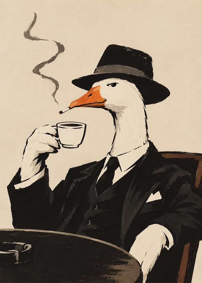 Sophisticated Goose in Noir Style