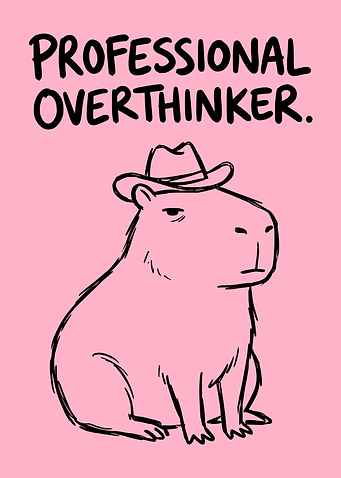 Professional Overthinker Capybara Illustration