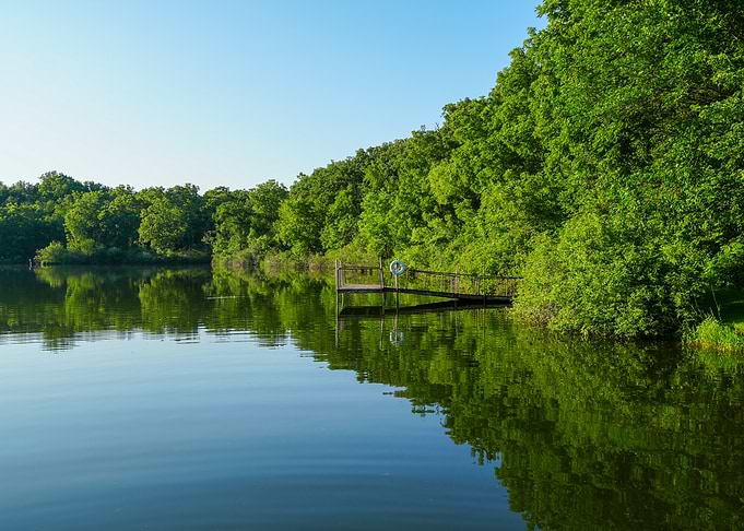 Serene Lake with Wooden Dock