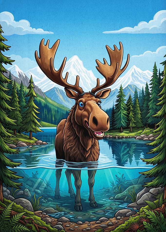 Friendly Moose Forest Nature Poster