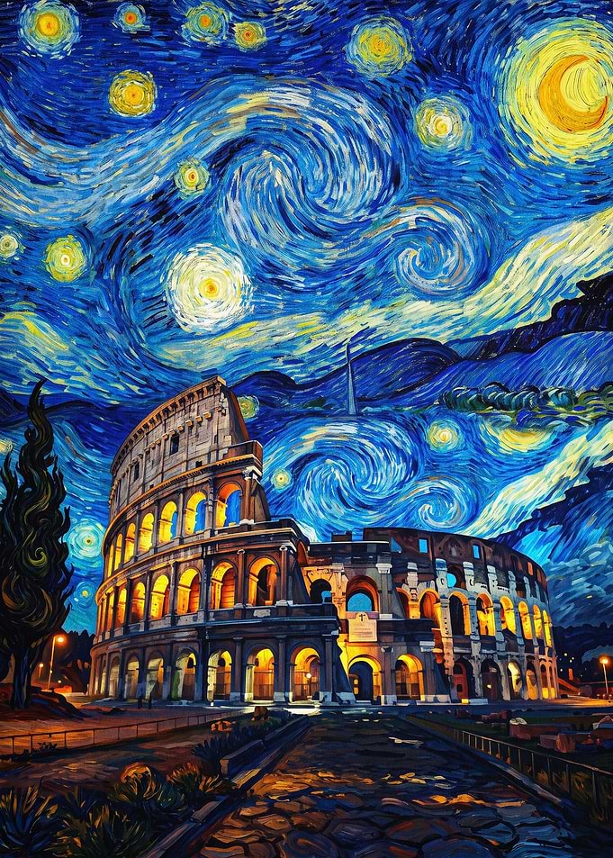 Colosseum Starry Night Poster