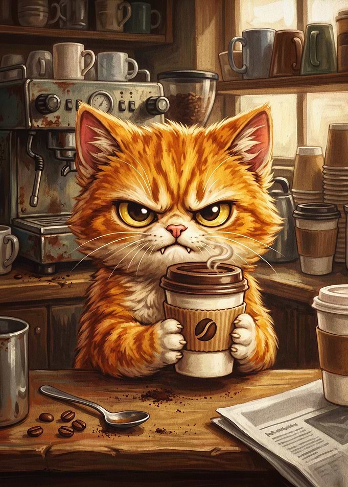 Grumpy Cat Coffee Shop Poster Art