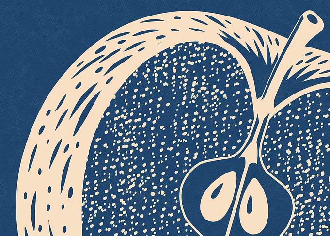 Minimalist Apple Linocut Illustration