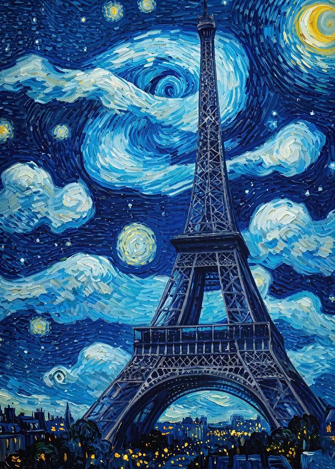 Paris Night Starry Van Gogh Art