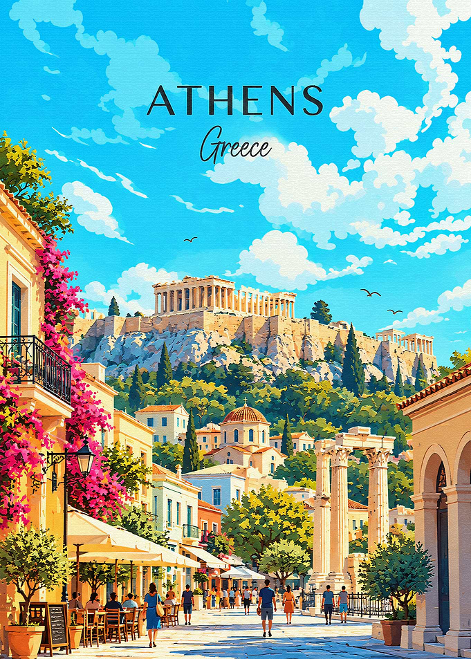 Athens Greece Travel Poster