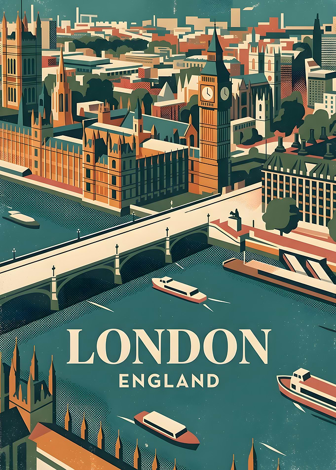 Vintage Style London Travel Poster