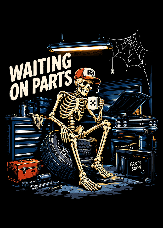 Skeleton Mechanic Waiting on Parts