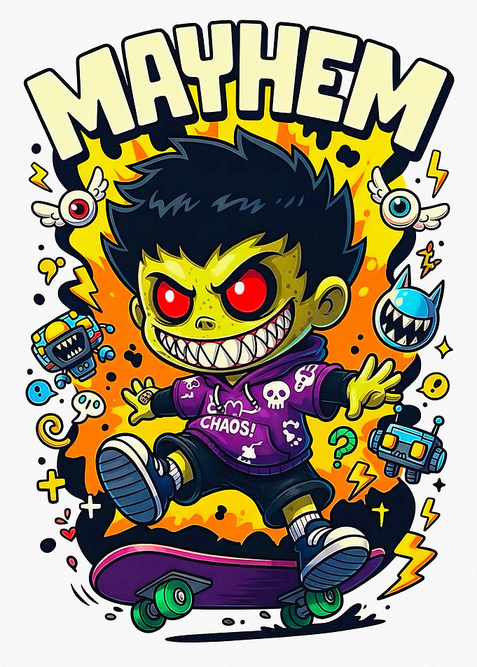 Mayhem Skater Cartoon Character Illustration