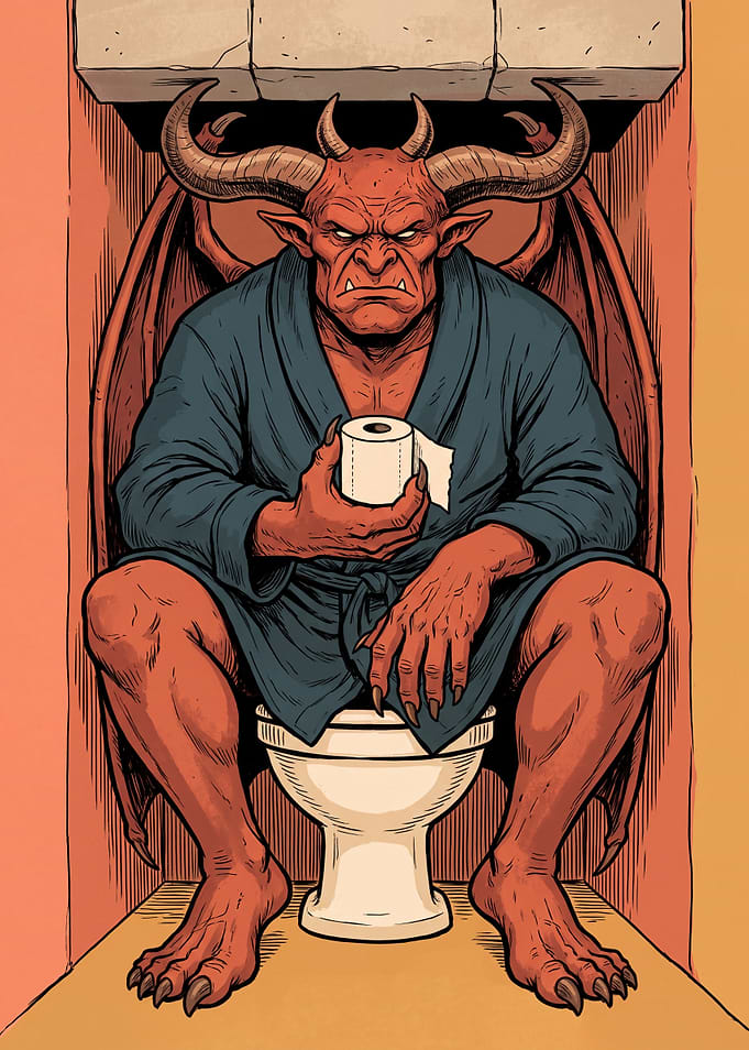 Demon Sitting on Toilet