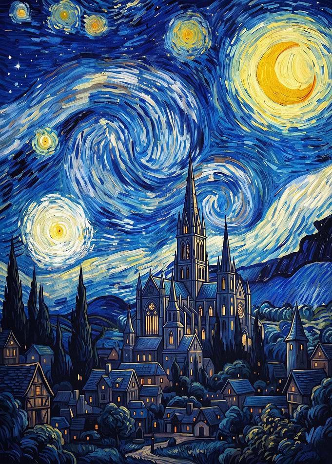 Starry Cathedral Oil Painting Art