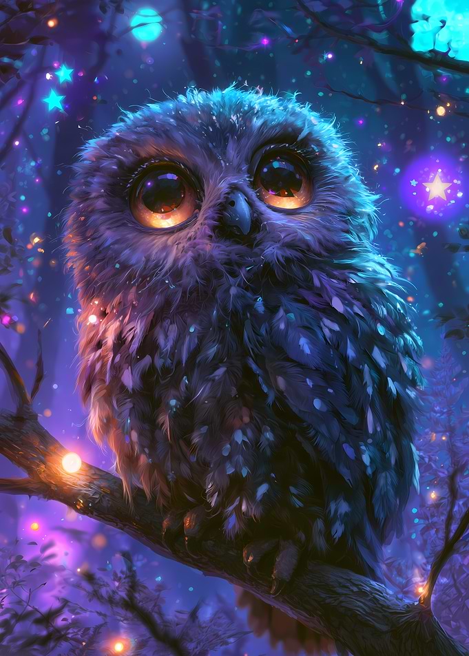 Magical Baby Owl in Enchanted Forest