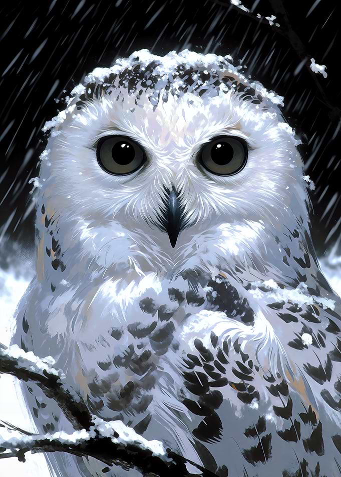 Snowy Owl in Winter Storm