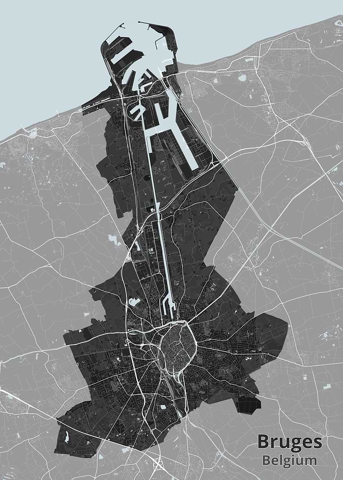 Bruges Belgium Minimalist City Map