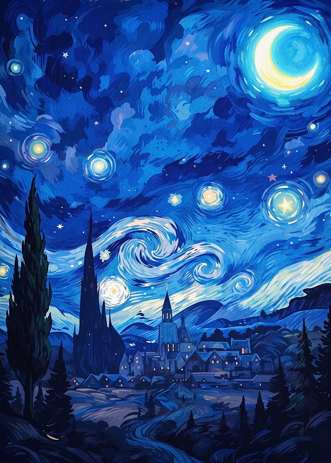Starry Night Sky Impasto Art