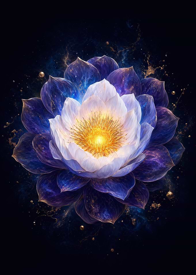 Cosmic Glowing Lotus Flower