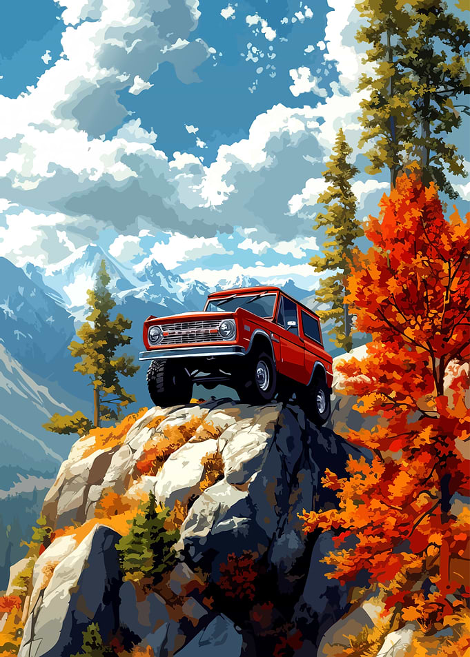 Red Car on Mountain Peak