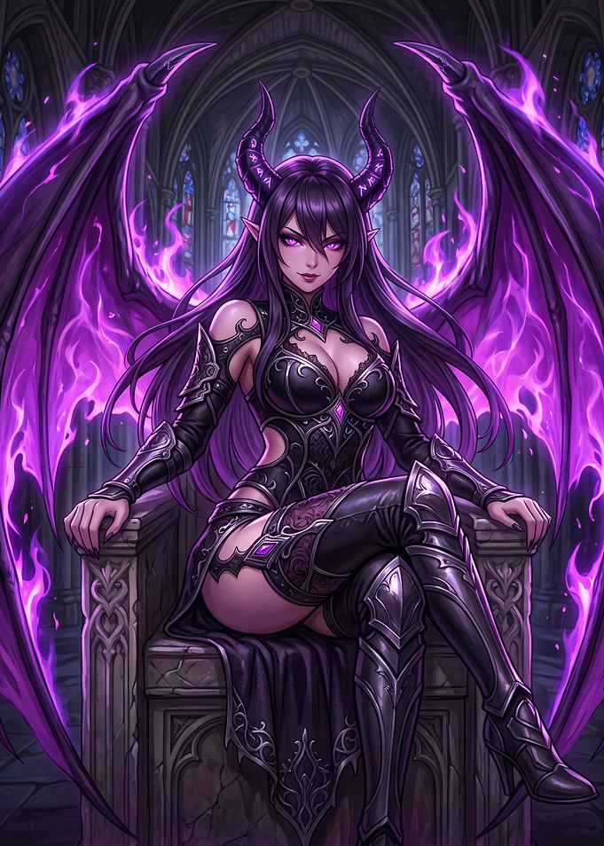 Demon Queen on Gothic Throne