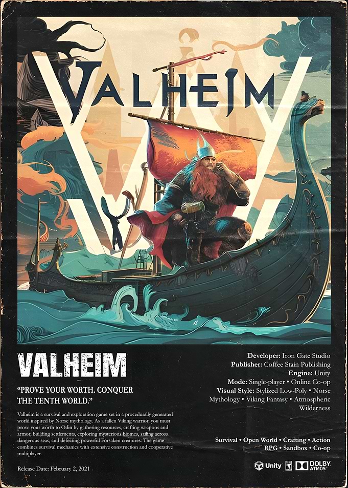 Valheim Viking Survival Game Poster