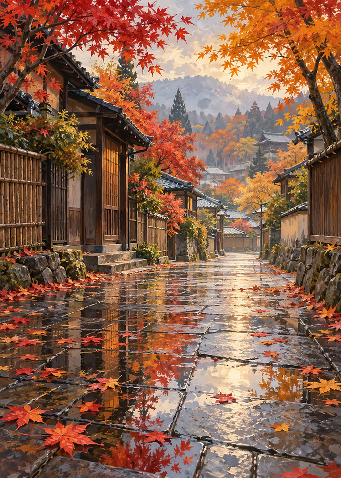 Autumnal Japanese Street Scene