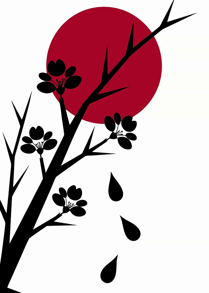 Minimalist Cherry Blossom Branch Silhouette