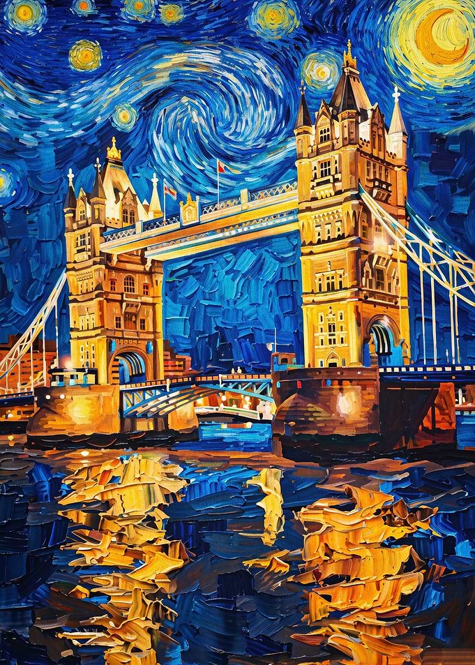 London Bridge Starry Night Art